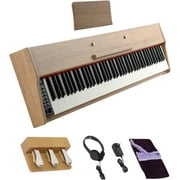 GLARRY Digital Piano Keyboard，Portable 88 keys Semi-Weighted Electric Piano with Three Pedals for Beginner, Bluetooth, Triple Pedals, Power Supply, 2 Speakers (Nature)