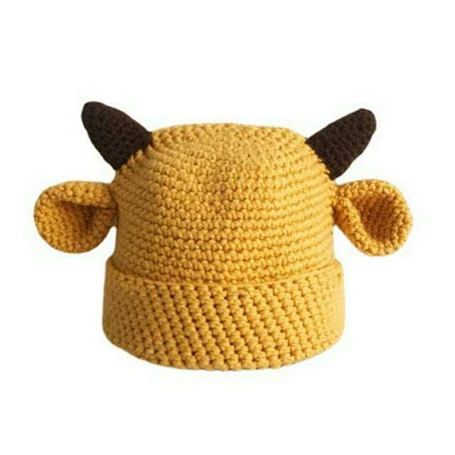 Bonnet Tricoté Cornes de Vache Oreilles Fait Main Épais Confortable Protection des Oreilles Extensible Automne Hiver Bonnet pour Femmes