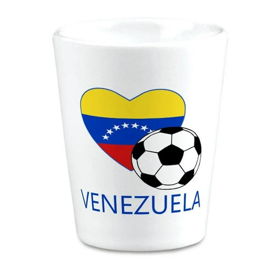 Ceramic Shot Glasses Love Soccer Heart Venezuela Style 2 America Cup 2 Oz