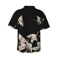 thumbnail image 3 of Balery Japanese White Crane Print Men's Hawaiian Shirts Short Sleeve Beach Shirt Relaxed Fit Vacation Button Down Shirts-XX-Large, 3 of 9