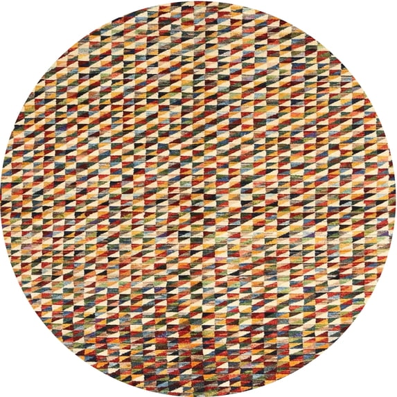 Ahgly Company Indoor Round Contemporary Dark Sienna Brown Abstract Area Rugs, 4' Round