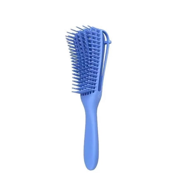 Cepillo desenredante con masaje para el cuero cabelludo, desenredante de plástico extraíble para mujer, ideal para viajes, color azul.