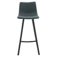 thumbnail image 3 of LeisureMod Elland Modern Upholstered Leather Bar Stool Kitchen Counter Stools with Iron Legs & Footrest in Peacock Blue, 3 of 8