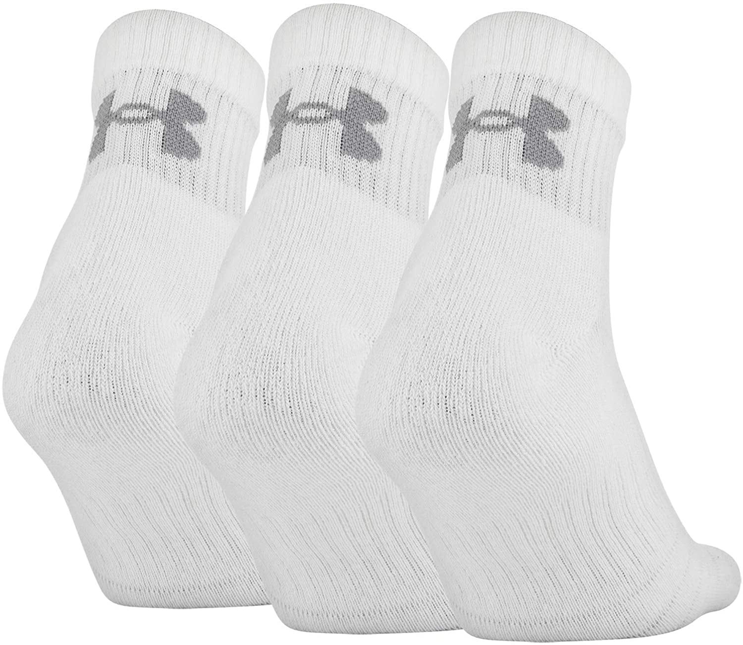 Under Armour Unisex Performance Cotton 3-Pack Quarter Socks  (White)-1379528-100