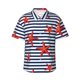 thumbnail image 1 of Fotbe Starfish Navy Blue Stripe Camisa Hawaiana para Hombre Unisex – Camisa Casual de Verano con Botones de Manga Corta de Algodón y Lino,Large, 1 of 7
