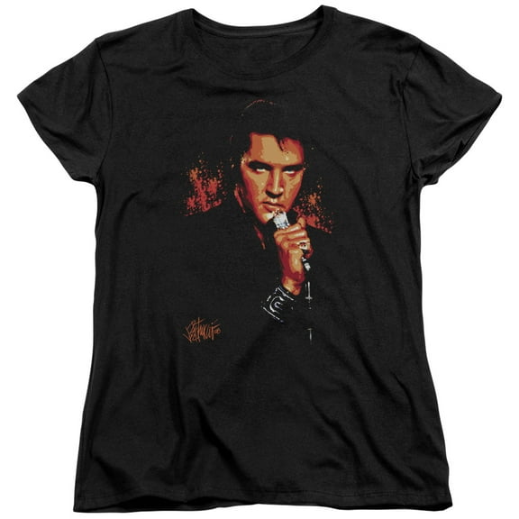 Trevco ELV690-WT-3 Elvis Presley & Trouble Womens Short Sleeve T-Shirt, Black - Large