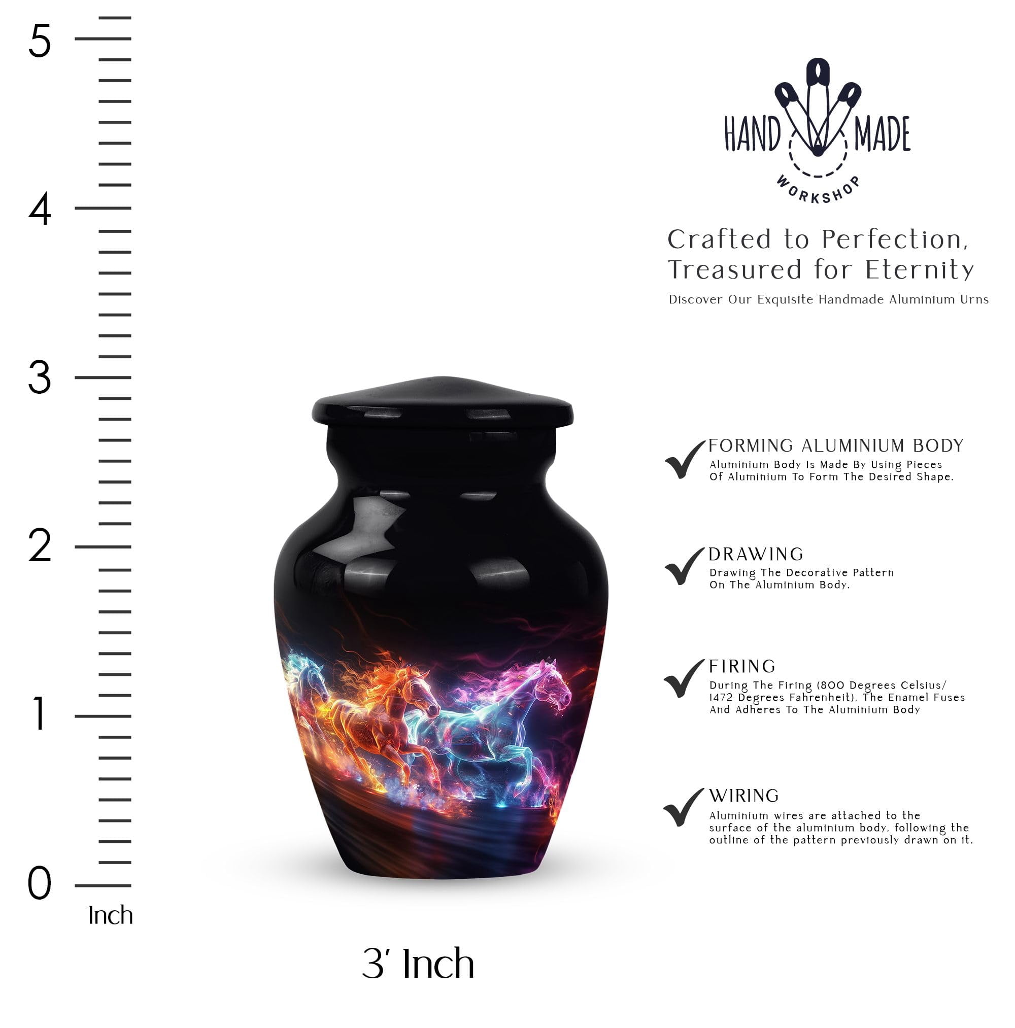 SUBSH Horse Urn for Ashes - Cremation Urns - Cremation Container - Keepsake Urn - 4 Keepsake Urns - Urns for Human Ashes Dad (Size-3inch,1pcs)