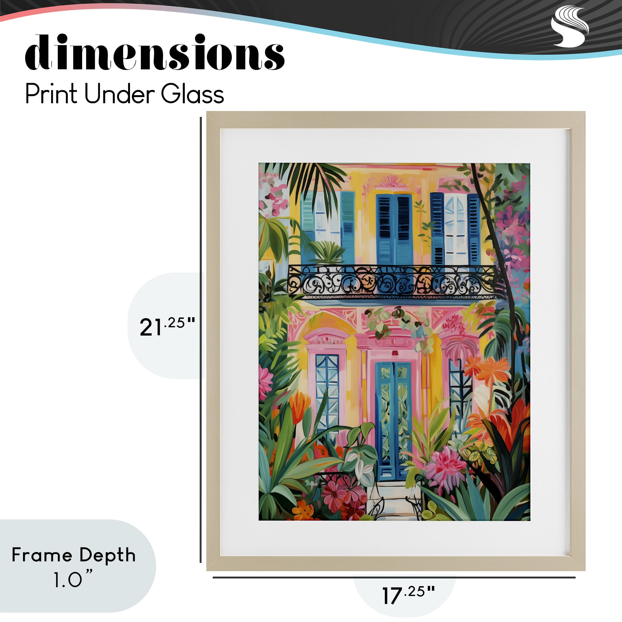 Stupell Industries Colorful Facade with Tropical Garden Birch Framed Print Under Glass, design by LSR Design Studio