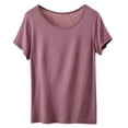 thumbnail image 3 of Gaexia Women’s Fashionable Casual Lightweight Solid T Shirt Top for Daily Wear (Purple,XXL), 3 of 3