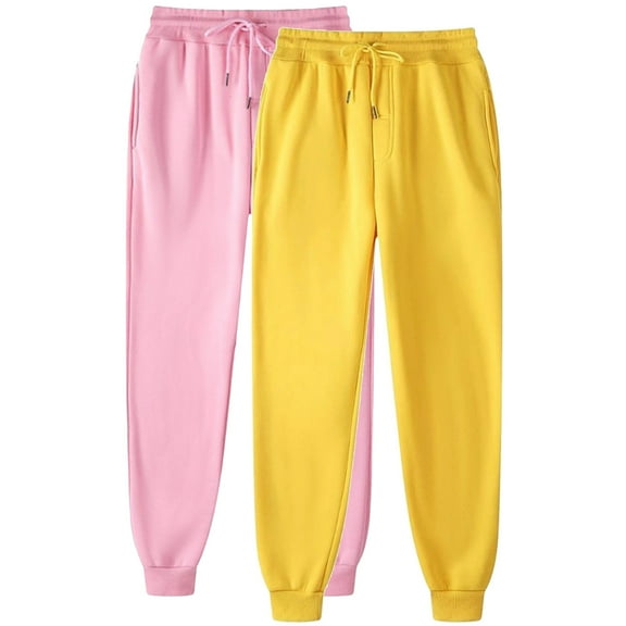 Annhoo 2PCS Sweatpants Women Plus Size Drawstring Elastic Waist Jogger Pants Casual Workout Sports Trousers