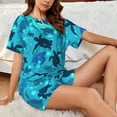 thumbnail image 6 of Bingfone World Turtle Day Print Pajamas Sets for Women Soft Short-Sleeved Pjs with Lounge Shorts Two Piece Sleepwear, 6 of 8