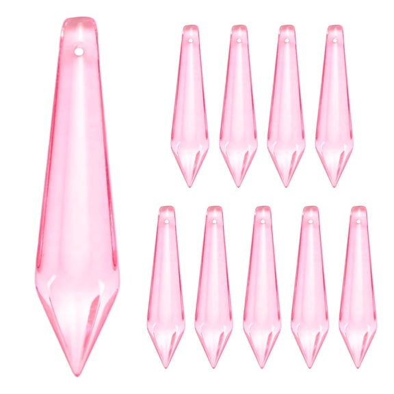 10-Pack Crystal Icicle Prisms, 53mm/2.09 Inch Hanging Crystals Chandelier Prisms for Home/Windows/Garden/DIY[Pink]