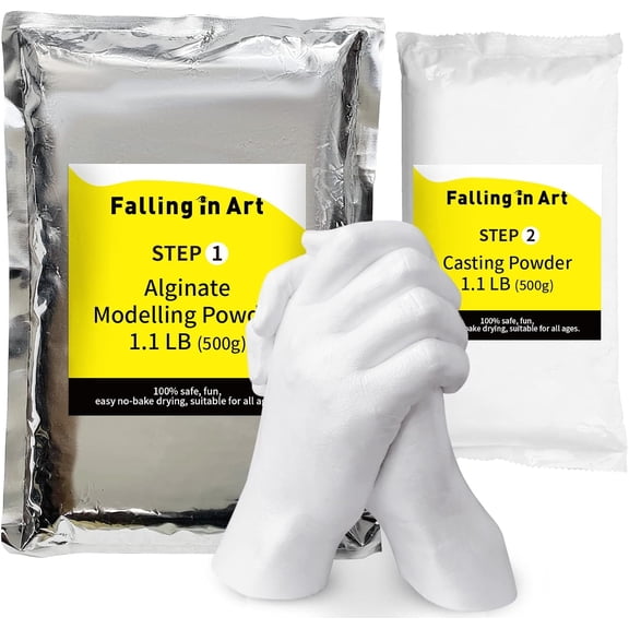 Hand Casting Powder Kit Refill - Molding Kits with 1.1Lb(500g) Alginate Molding Powder and 1.1Lb(500g) Stone Casting Powder for Craft, Keepsake, Sculpture, Diorama and Home Décor