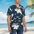 thumbnail image 3 of Sikiie Friendly Sharks Print Men's Hawaiian Shirt, Summer Beach Button Pocket Short Sleeve T-Shirt,Small, 3 of 7
