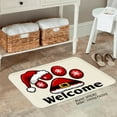 thumbnail image 2 of SPXUBZ Non Slip Flannel Floor Mat Santa Hat Paw Print Welcome Design for Bathroom Kitchen Bedroom Decor 16x24 inch, 2 of 5