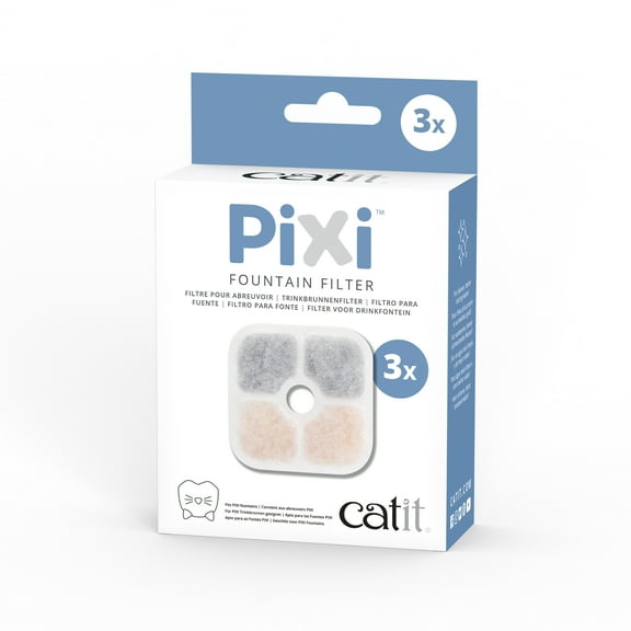 Catit PIXI Cat Drinking Fountain Original Filter, Official Replacement Triple Action Water Filter, 3-Pack, White