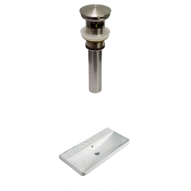 American Imaginations 31.89-in. W 3H4-in. Ceramic Top Set In White Color - Overflow Drain Incl. AI-30771