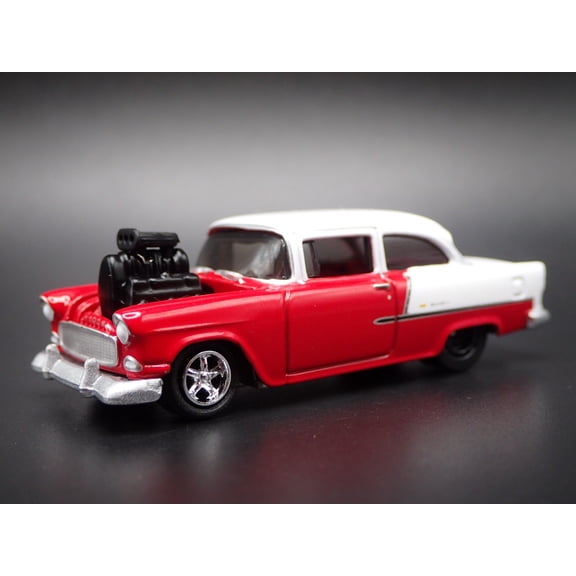 Open Box 1955 55 CHEVY CHEVROLET BEL AIR RED 1:64 SCALE DIORAMA DIECAST MODEL CAR