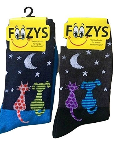 Foozys Flip Flops Crew Socks Ladies/Girls 2 Pairs-1 Black+1 Green Women's Socks