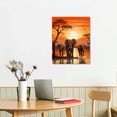 thumbnail image 2 of COMIO  Vintage African Elephant Family Canvas Wall Art African Forest Sunset Landscape Picture Print On Canvas Framed and Stretched For Living Room Home Decor, 2 of 4