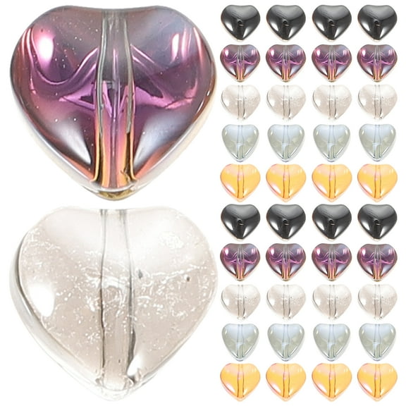100pcs Exquisite Glass Spacer Beads Creative Shiny Heart Loose Beads DIY Material for Jewelry Making