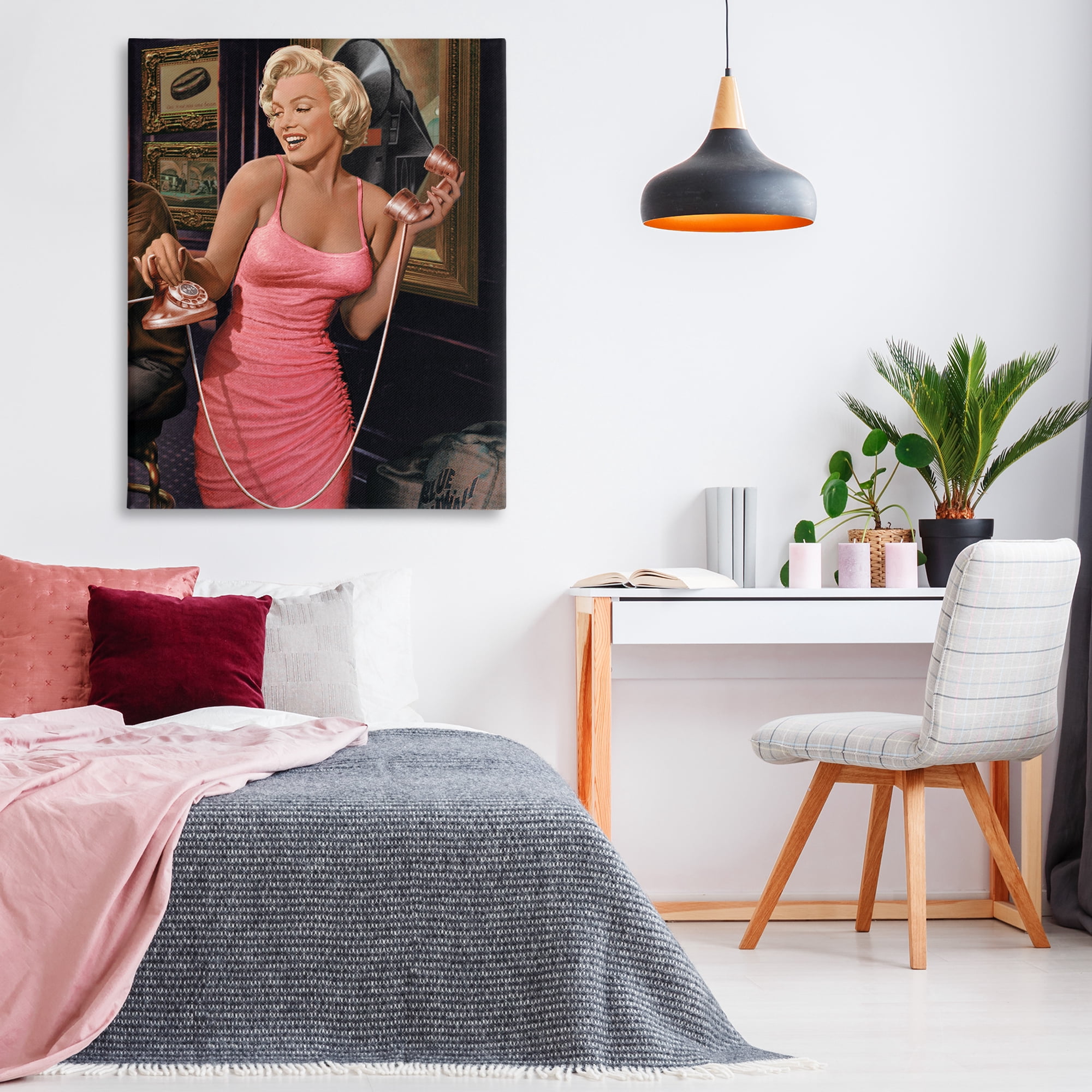 Stupell Industries Marilyn's Call Portrait Novelty Painting Gallery Wrapped Canvas Art Print Wall Art, 36 x 48