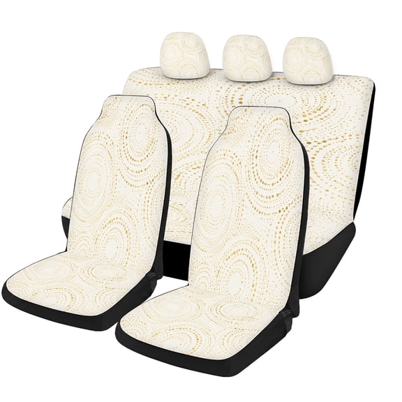 Verolix Cream Gold Swirl Car Seat Covers Full Set, 5 Piece Universal Seat Covers with Front Seat Covers, Rear Bench Cover and Headrest Covers for Cars, SUVs, Trucks and Vans