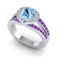 thumbnail image 2 of Diamond-Capitals 2.35 Carat Beautiful Oval Cut Aquamarine & Amethyst Gemstone Wedding Ring for Fiancee 18K White Gold Size 4, 2 of 8