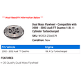 thumbnail image 2 of Dual Mass Flywheel - Compatible with 2000 - 2002 Audi TT Quattro 1.8L 4-Cylinder Turbocharged 2001, 2 of 2