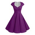 thumbnail image 1 of Vestido retro de fiesta liso para mujer: diseño informal de corte A, cintura alta para diversas ocasiones, tallas S-XXL., 1 of 5