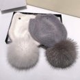 thumbnail image 3 of brillar Nuevos gorros tejidos de piel de conejo auténtico de invierno para mujer, gorros gruesos cálidos y cálidos de piel de zorro Real a la moda para mujer, 3 of 5