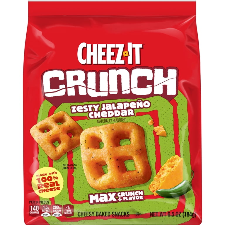 Cheez-It, Crunch Zesty Jalapeno Cheddar Snacks, 6.5 oz - Walmart.com