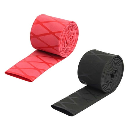 Wswqop 2pcs Waterproof Non Slip Heat Shrink Fishing Rod Tube Red/Black 18mm Silicone Rubber Material 1 Meter Length