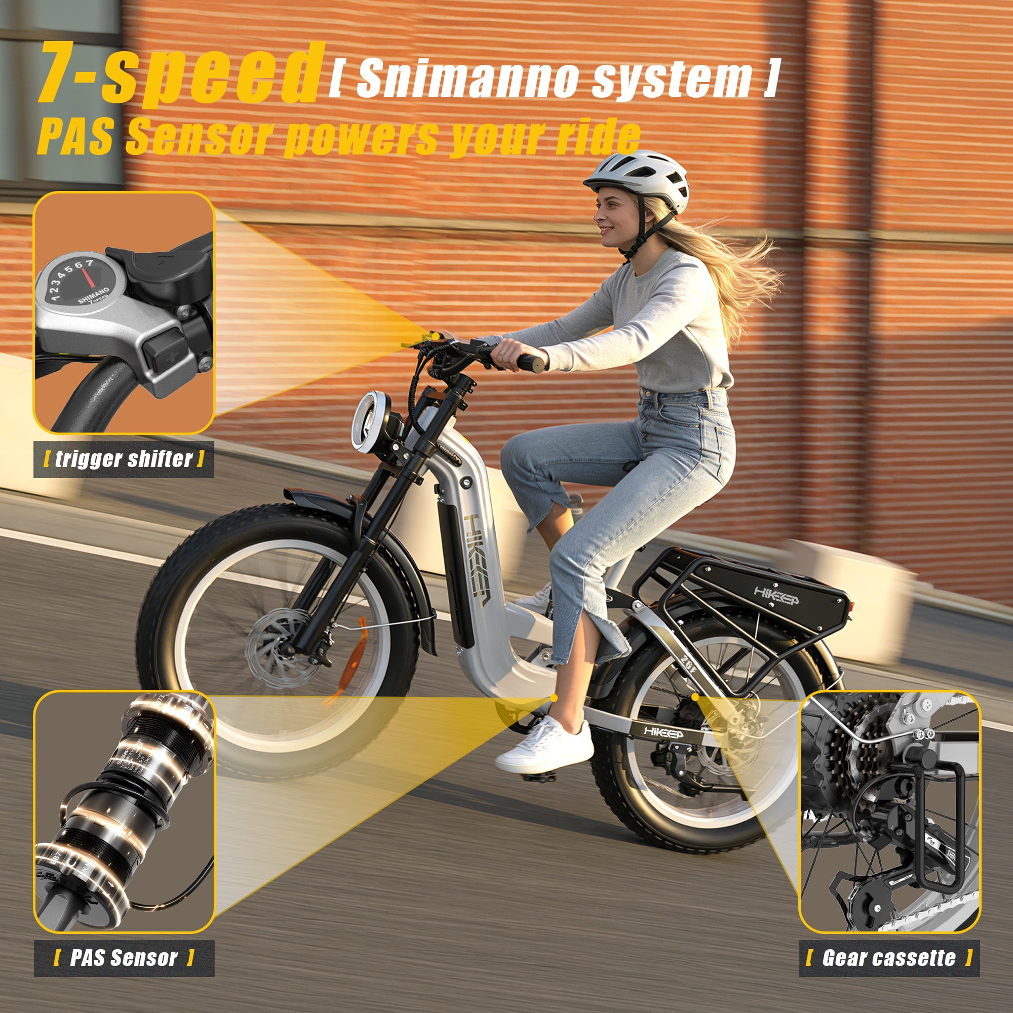 Electric Bike for Adults, 2000W 4000W Peak Motor, 48V 25Ah Removable Battery, 26x4.0 Fat Tire Ebike, 7-Speed Shimano, Front Fork & Linkage Suspension, Rear Rack, 40MPH, UL2849, Black