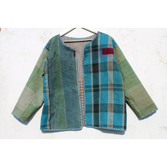 Women's Indian Kantha Cotton Jacket Bohemian Style Vintage Upper Wear Hippie Patchwork Coat For Everyday Wear