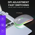 thumbnail image 4 of 2.4G Wireless Transmission 10m Wireless Distance Wireless Mouse, Portable Gaming Mouse, with LED Colorful Light, for Office Home Laptop Computer Black,Silver, 4 of 7