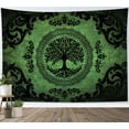 thumbnail image 3 of HVEST Vintage Green Mandala Tapestry Wall Hanging Boho Modern Aesthetic Wall Tapestry for Bedroom Black and Green Tapestry for Living Room College Dorm Home Decor,59x51 inch, 3 of 5