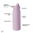 thumbnail image 2 of Botella de agua simple moderna filtrada de acero inoxidable, 1 litro, color lavanda, 2 of 8