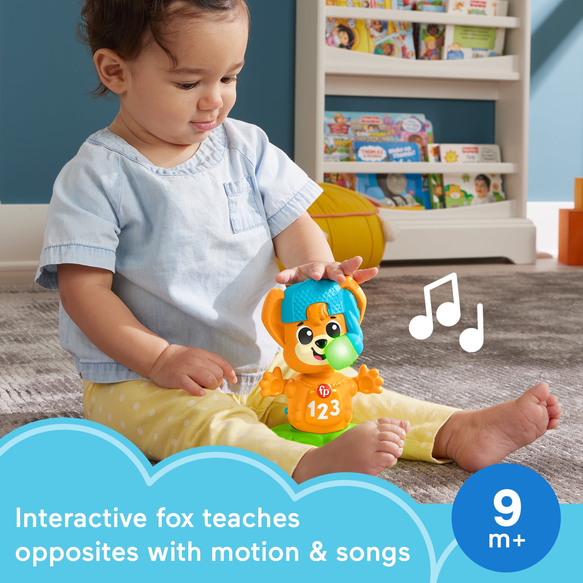 Fisher-Price Link Squad Opposites Fox Baby Learning Toy with Music & Lights, 9+ Months
