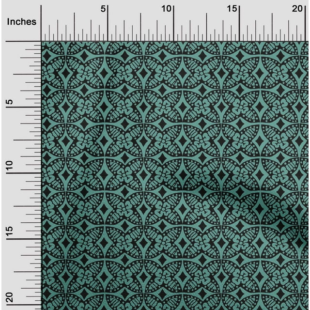 oneOone Cotton Cambric Fabric Floral Block Printed Fabric 1 Yard 56 Inch Wide