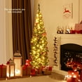 thumbnail image 4 of Topbuy 6FT Artificial Christmas Tree Pre-lit Pencil Xmas Tree with 390 Branch Tips 180 Warm White LED Lights, 4 of 10