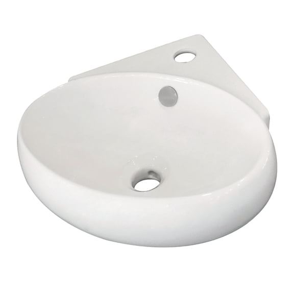 Kingston Brass EVC15154 Minim 15-9/16 Inch Ceramic Corner Bathroom Sink (Single Hole) in White