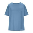 thumbnail image 5 of Coorders No Boundaries Women's Crew Neck Top, Short Sleeved Womens Oversized T-Shirts, Cotton Crew Neck Short Sleeve Summer Casual Tee Tops,Light Blue,Size M, 5 of 5