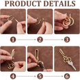 thumbnail image 4 of 1pc Solid Brass U Key Loop Hook 2.3" Keychain Holder Keychain Belt Pocket Clip Slide with 2 Detachable 1 Inch Keyrings for Men Women Home Car Key Whistle ID Card Organize for making, 4 of 6