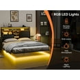 thumbnail image 3 of Zimtown Queen Floating Bed Frame, Platform Bed with Charging Station, No Box Spring Needed, Black, 3 of 12