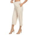 thumbnail image 6 of HDE Women's Pull On Linen Capri Cropped High Waisted Pants Khaki Sand - XL, 6 of 7