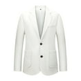 thumbnail image 2 of LNWUY Men's Solid Fashion Leather Jackets Casual Sport Coat Lightweight Linen Blazer One Button Business Suit Jackets Stylish Daily Suits White XXL, 2 of 4