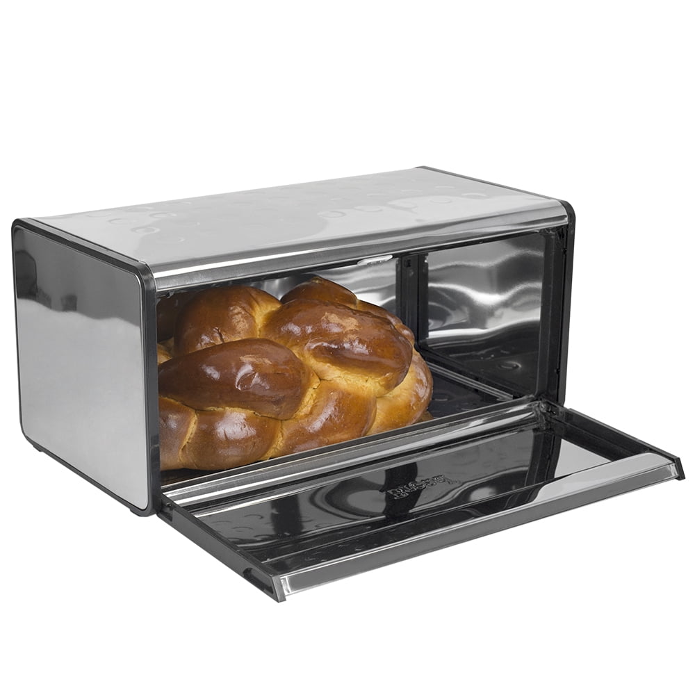 Home Basics Square Stainless Steel Bread Box, Silver - Walmart.com Stainless Steel Bread Box Walmart
