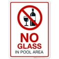thumbnail image 1 of No Glass in Pool Area Pool Sign, 10x14 Aluminum, 1 of 8