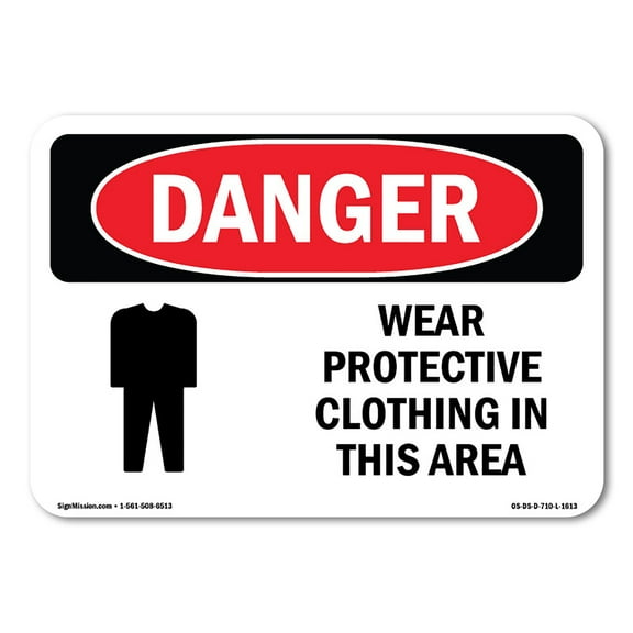 OSHA Danger Sign - Wear Protective Clothing In This Area | Plastic Sign | Protect Your Business, Construction Site, Shop Area |  Made in The USA